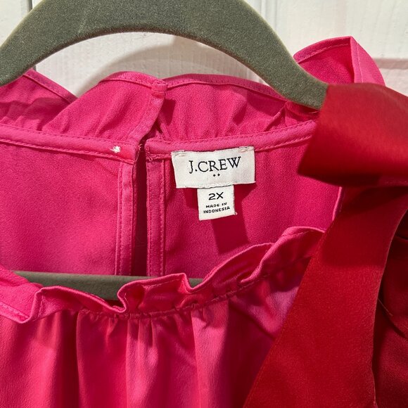 J. Crew Womens Pink Ruffled Crew Neck Sleeveless Front Bow Blouse Top - Picture 3 of 5
